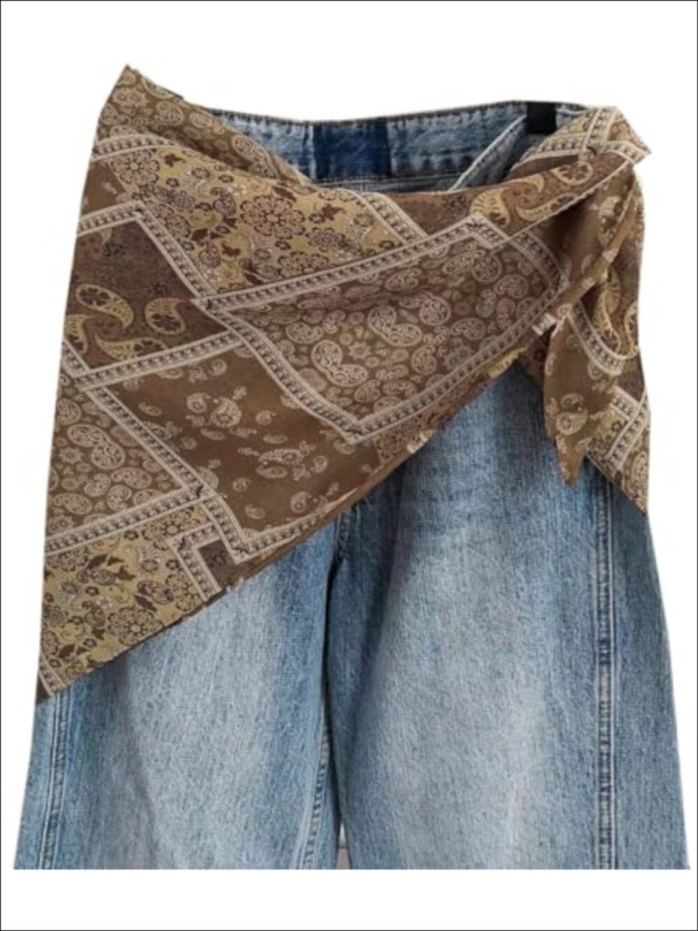 Women's Cotton Polyester Triangle Scarf Belt Satin Boho Sash Wrap for Pants